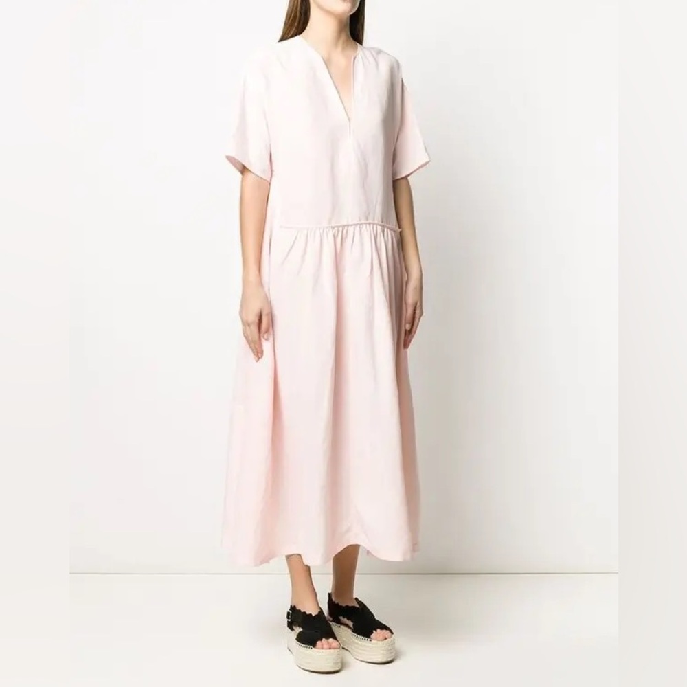 Jil Sander Marabel Short Sleeve Maxi Shift Dress Light Pink NWT Size 36 DE